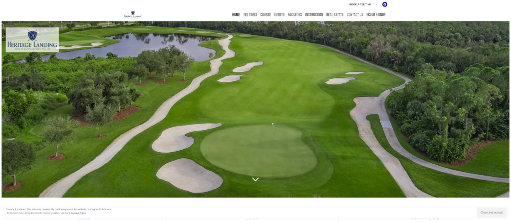 screenshot of the  Heritage Landing Golf Country Club best public golf courses in florida homepage