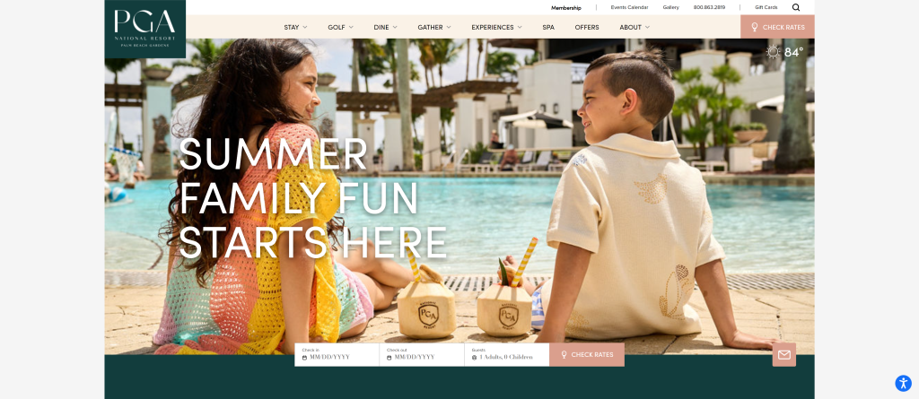screenshot of the PGA National Resort & Spa homepage