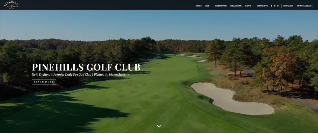 screenshot of the Pinehills Golf Club - Nicklaus Course homepage