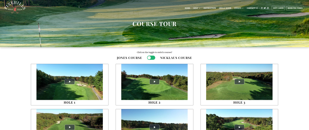 screenshot of the Pinehills Golf Club - Jones Course homepage