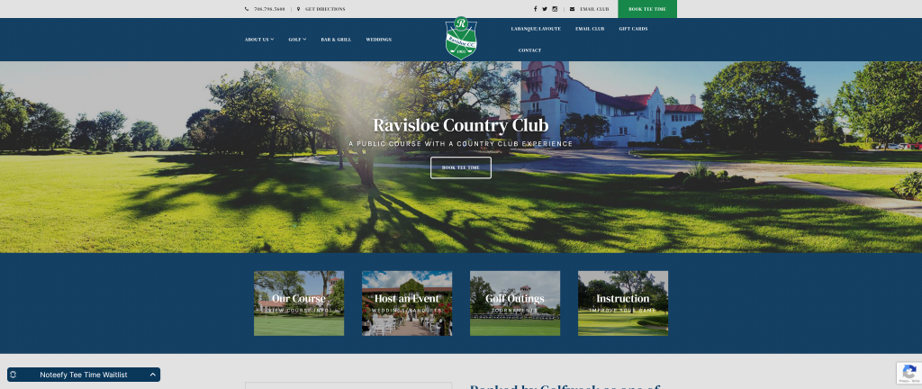 screenshot of the Ravisloe Country Club homepage