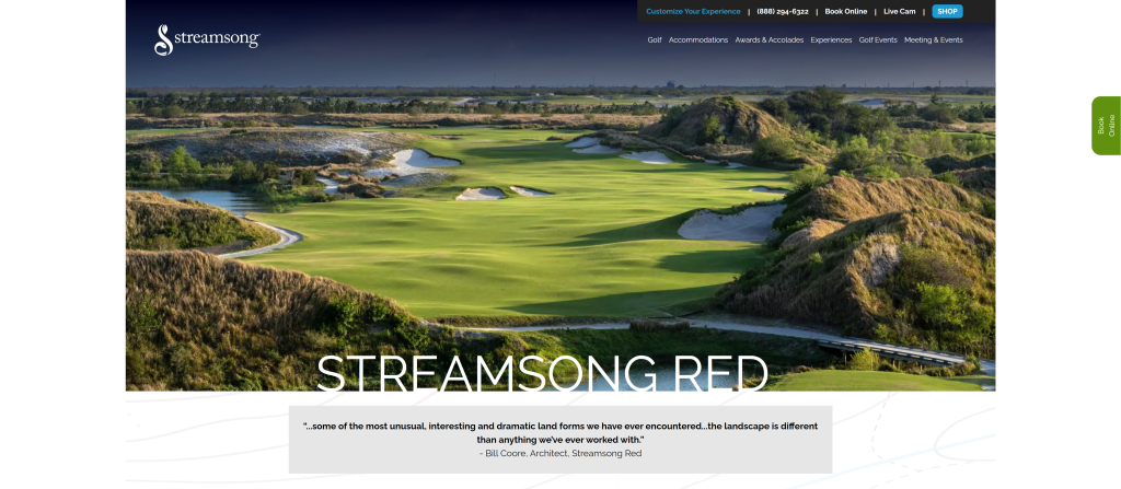 screenshot of the Streamsong (Red) homepage