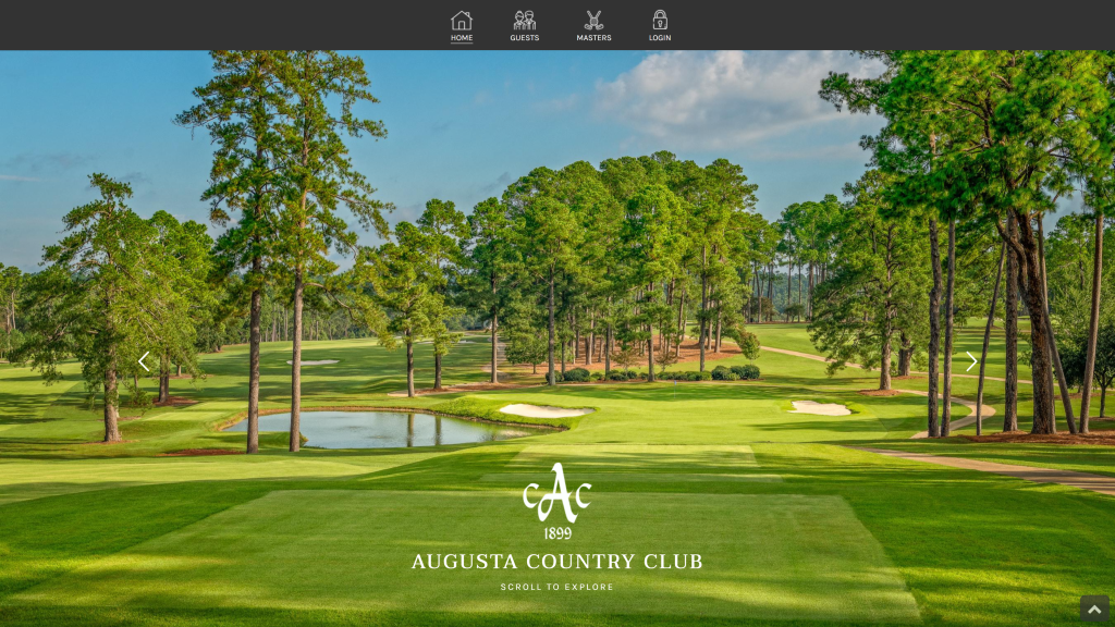 screenshot of the August Country Club augusta national golf club membership homepage