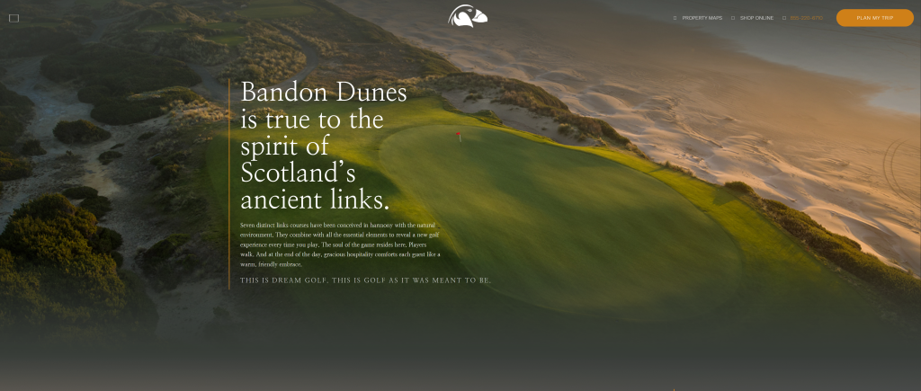 screenshot of the Bandon Dunes (Pacific Dunes) top public golf courses in usa homepage