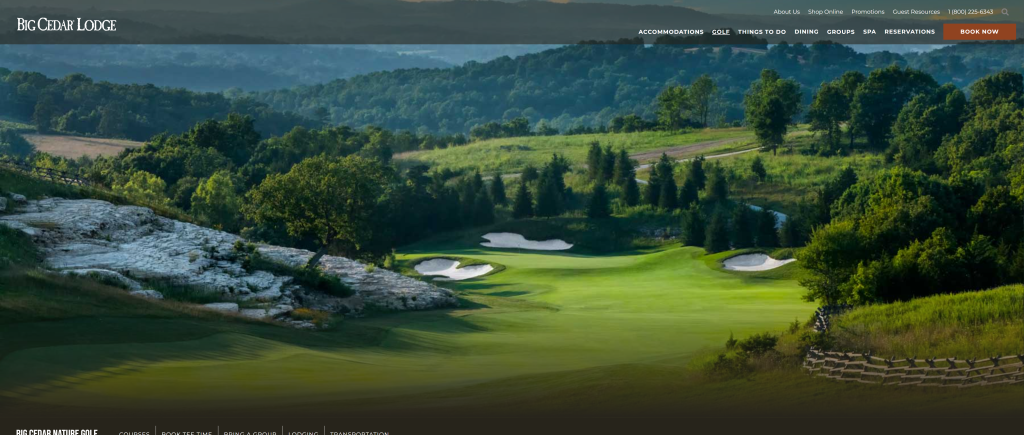 screenshot of the Big Cedar Lodge: Buffalo Ridge Golf Club nicest golf course in missouri homepage