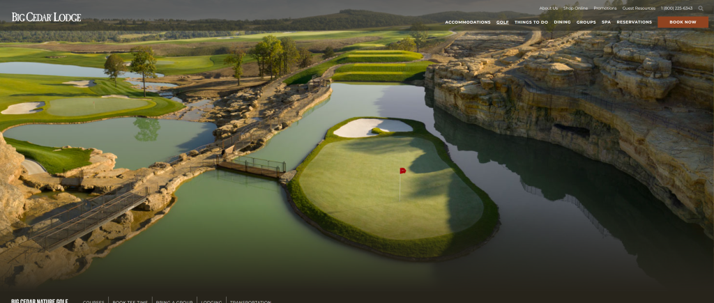 screenshot of the Payne’s Valley at Cedar Lodge nicest golf course in missouri homepage