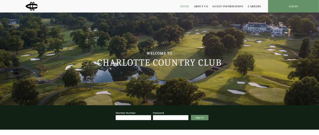 screenshot of the Charlotte Country Club best golf course in north carolina homepage