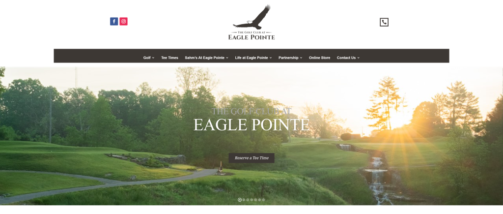 screenshot of the The Eagle Pointe Golf & Tennis Resort best public golf courses in indiana homepage