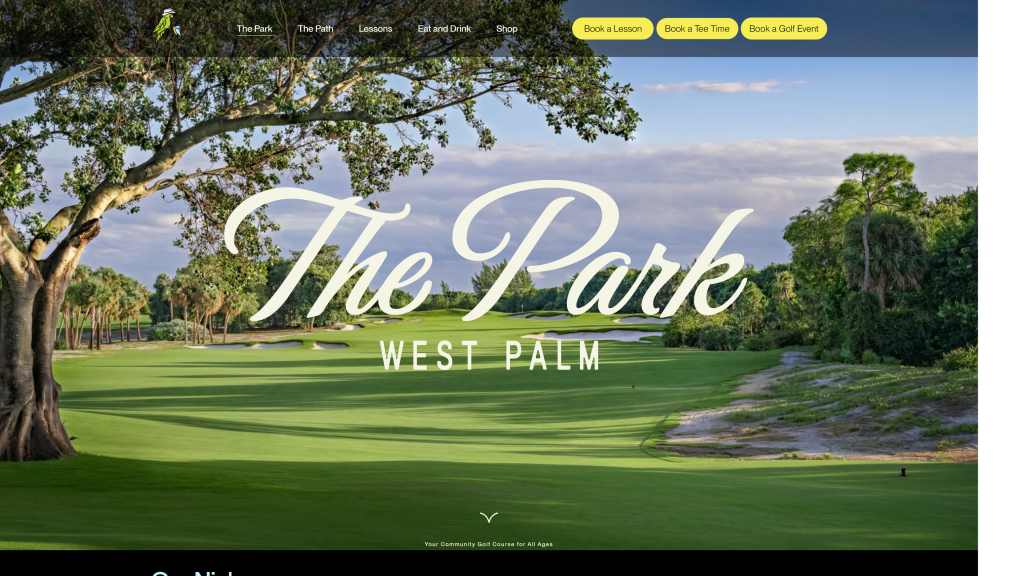 screenshot of the The Park West Palm best public golf courses in florida homepage