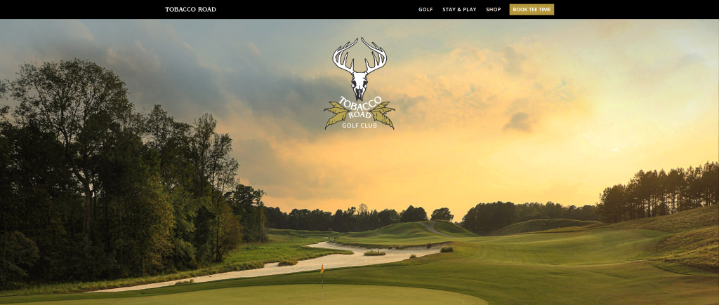 screenshot of the Tobacco Road Golf Club best golf course in north carolina homepage