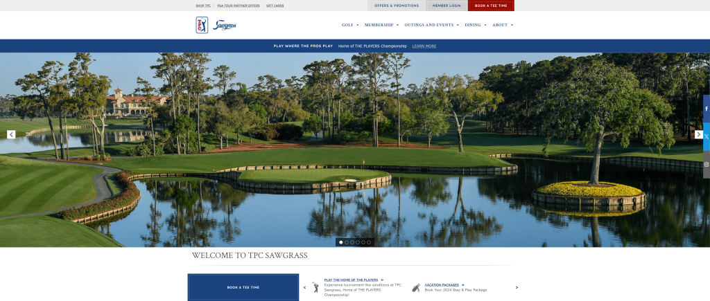 screenshot of the TPC Sawgrass (Stadium Course) homepage