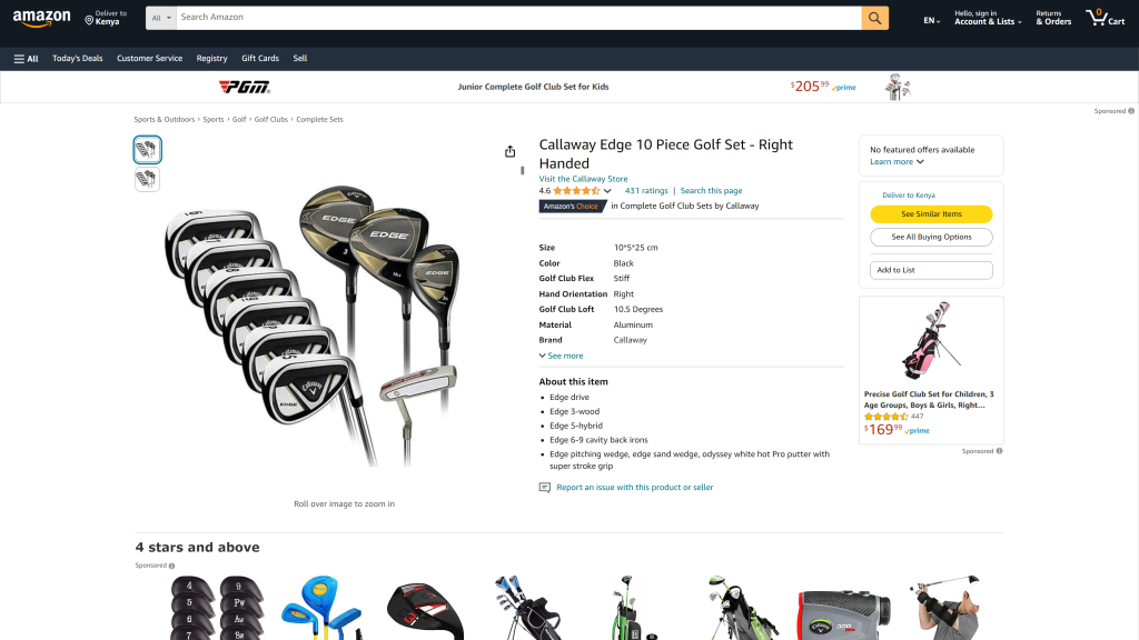 screenshot of the Callaway Edge homepage