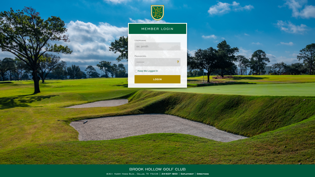 screenshot of the Brook Hollow Golf Club homepage