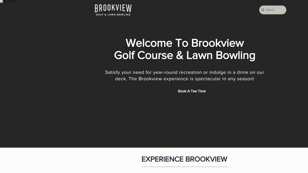 screenshot of the Brookview Golf Course and Lawn Bowling homepage