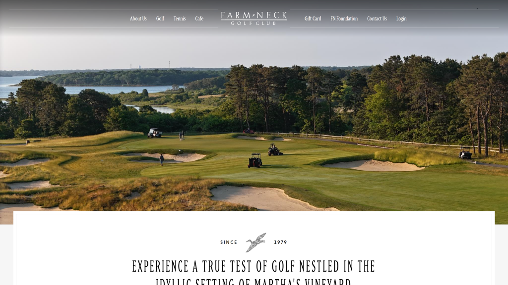 screenshot of the Farm Neck Golf Club best public golf courses in massachusetts homepage