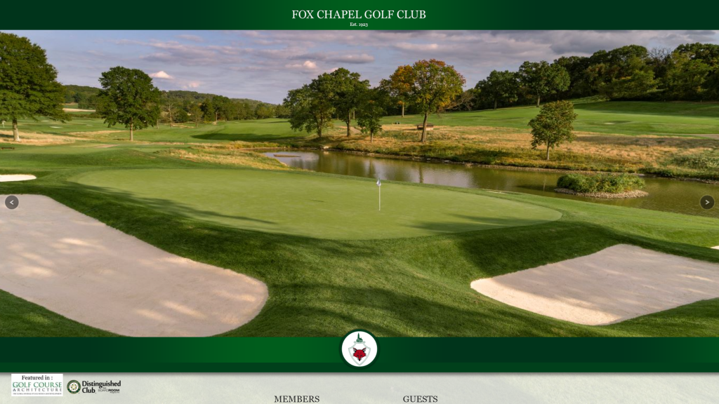 screenshot of the Fox Chapel Golf Club pennsylvania golf courses homepage