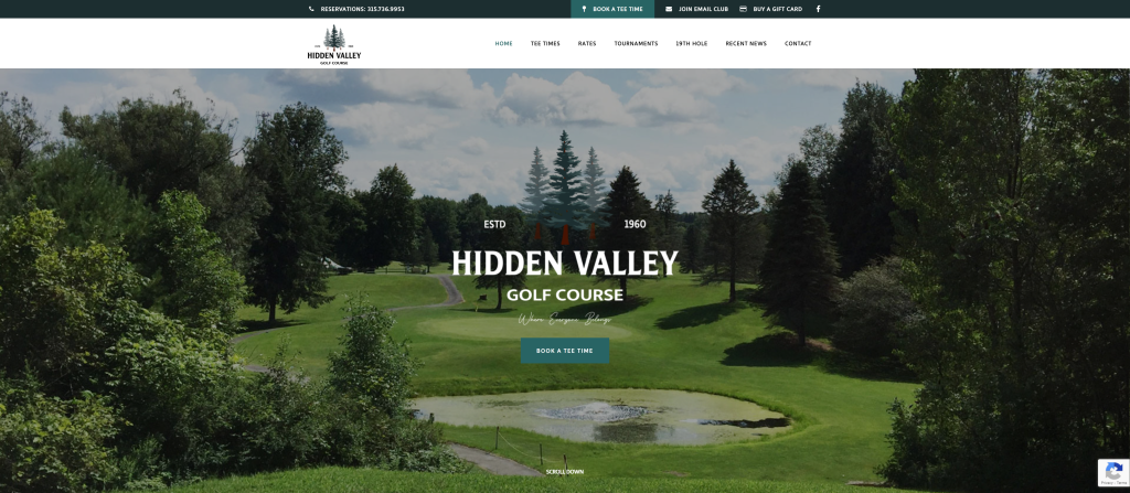 screenshot of the Hidden Valley Golf Club best public golf courses in new york homepage