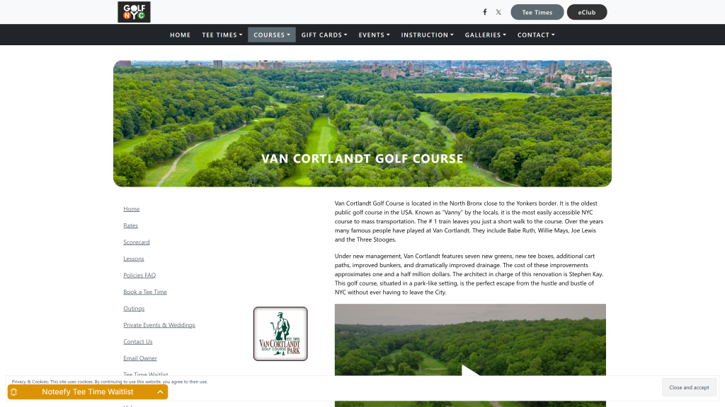 screenshot image of Van Cortlandt Park Golf Course