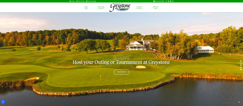 screenshot of the The Links at Greystone homepage