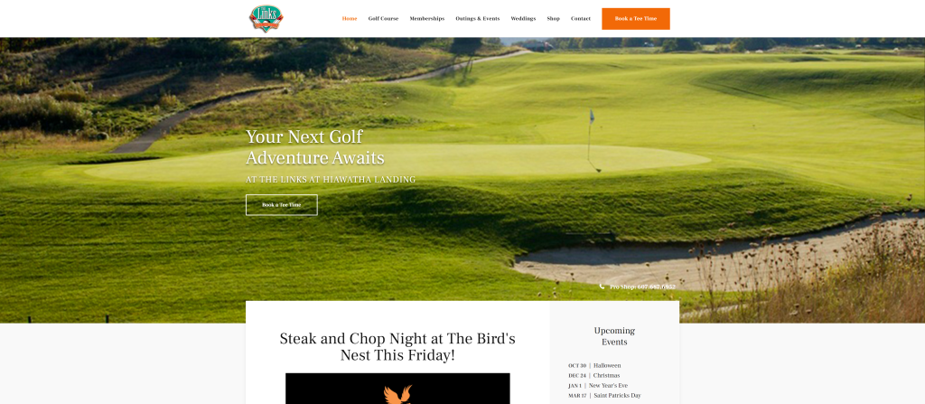 screenshot of the The Links at Hiawatha Landing best public golf courses in new york homepage