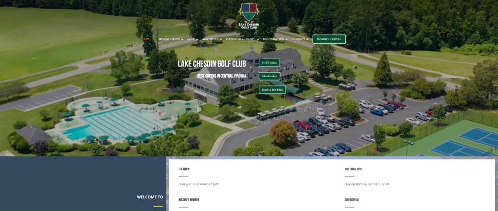 screenshot of the Lake Chesdin Golf Club homepage