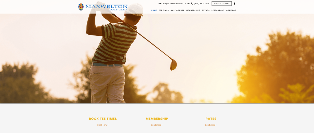 screenshot of the Maxwelton Golf Club best public golf courses in indiana homepage