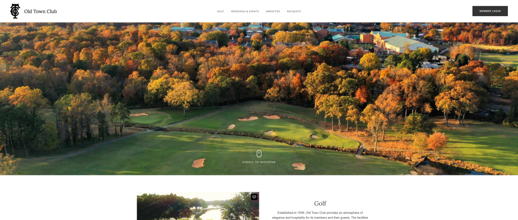 screenshot of the Old Town Club best golf course in north carolina homepage