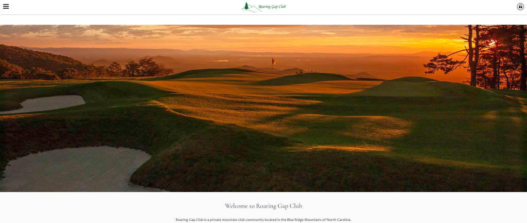 screenshot of the Roaring Gap Club homepage