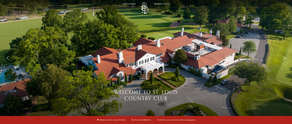 screenshot of the St. Louis Country Club nicest golf course in missouri homepage