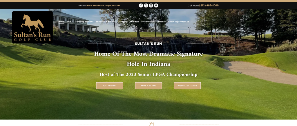 screenshot of the Sultan's Run Golf Club best public golf courses in indiana homepage