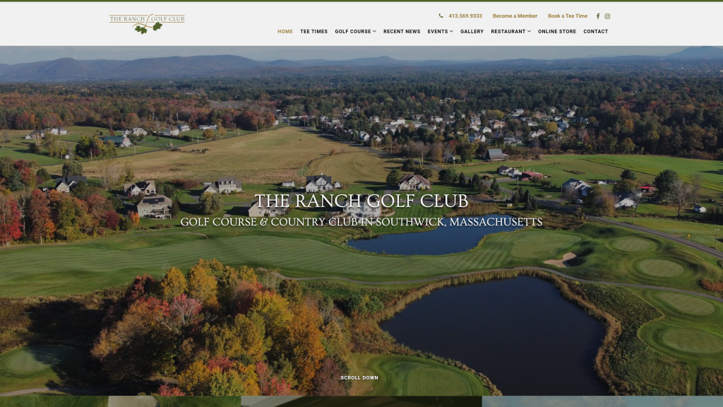 screenshot of the The Ranch Golf Club homepage