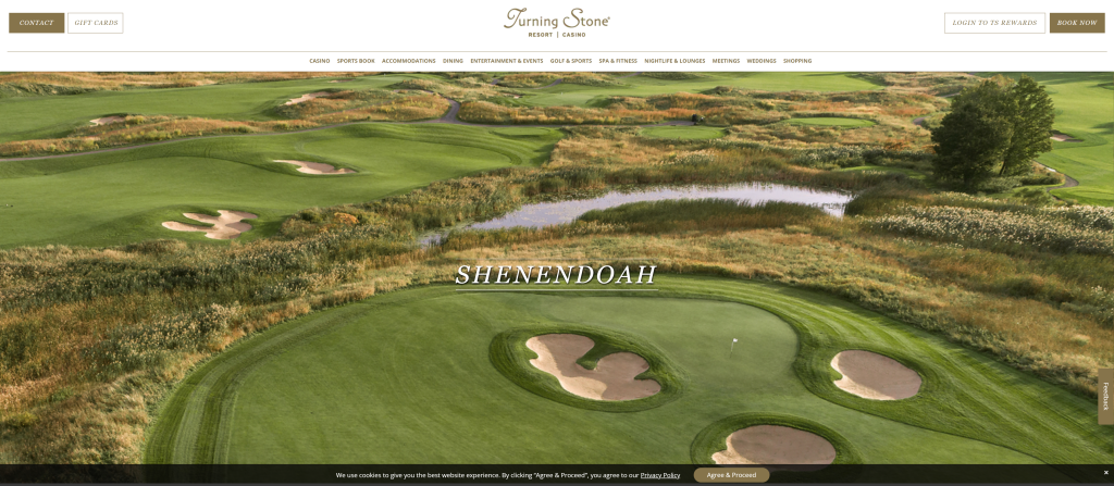 screenshot of the Shenendoah Golf Club homepage