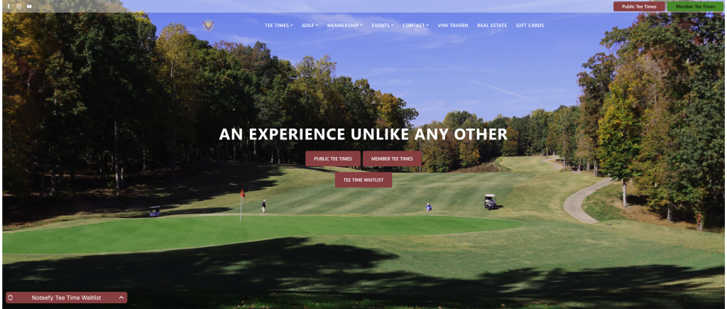 screenshot of the The Club at Viniterra best public golf courses in virginia homepage