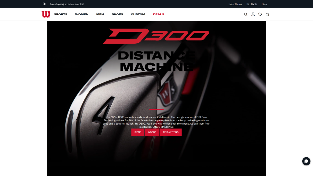 screenshot of the Wilson Staff D300 best golf clubs for the money homepage