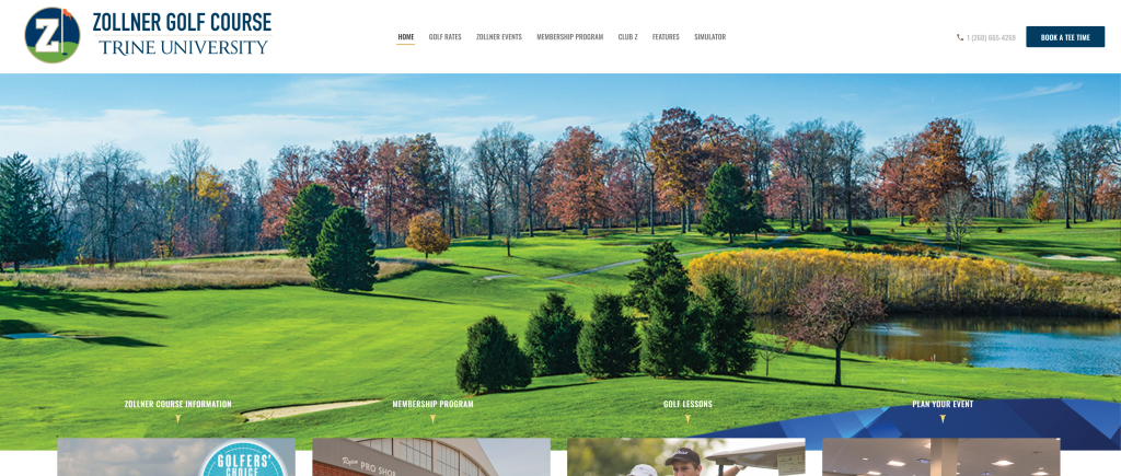 screenshot of the Zollner Golf Course homepage