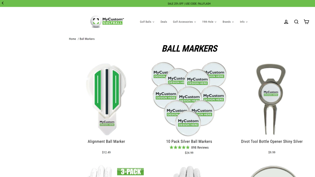 screenshot of the ball markers homepage