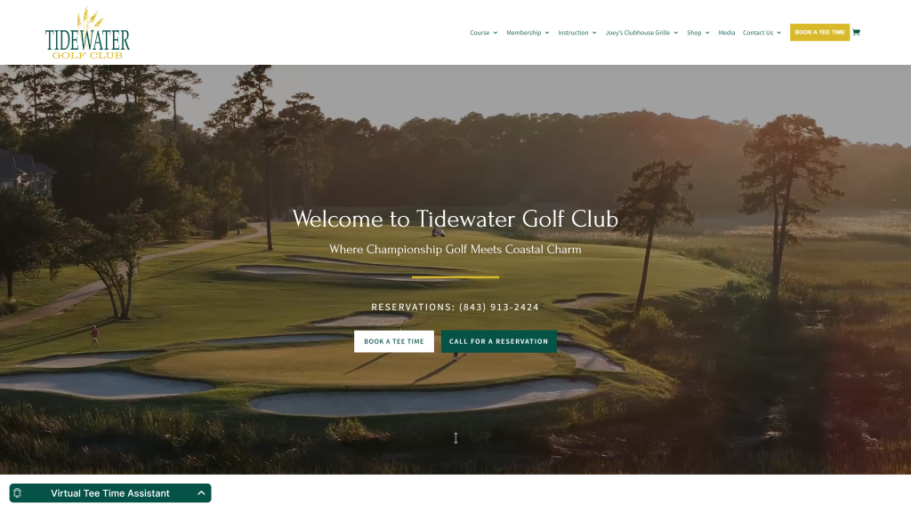 screenshot of the Tidewater Golf Club best public golf courses in south carolina homepage