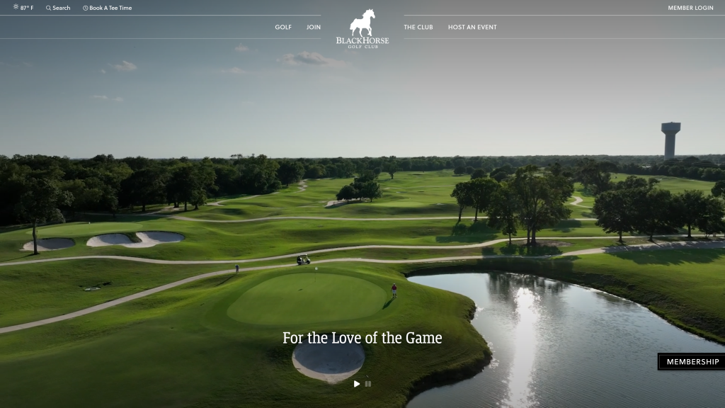 screenshot of the BlackHorse Golf Course (Cypress) homepage