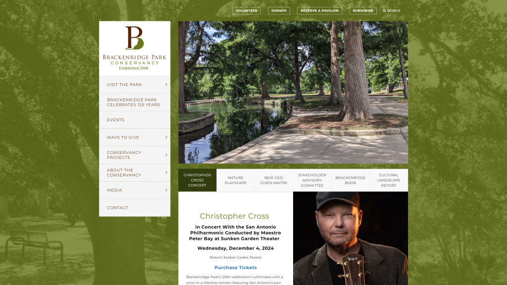 screenshot of the Brackenridge Park (San Antonio) best public golf courses in texas homepage