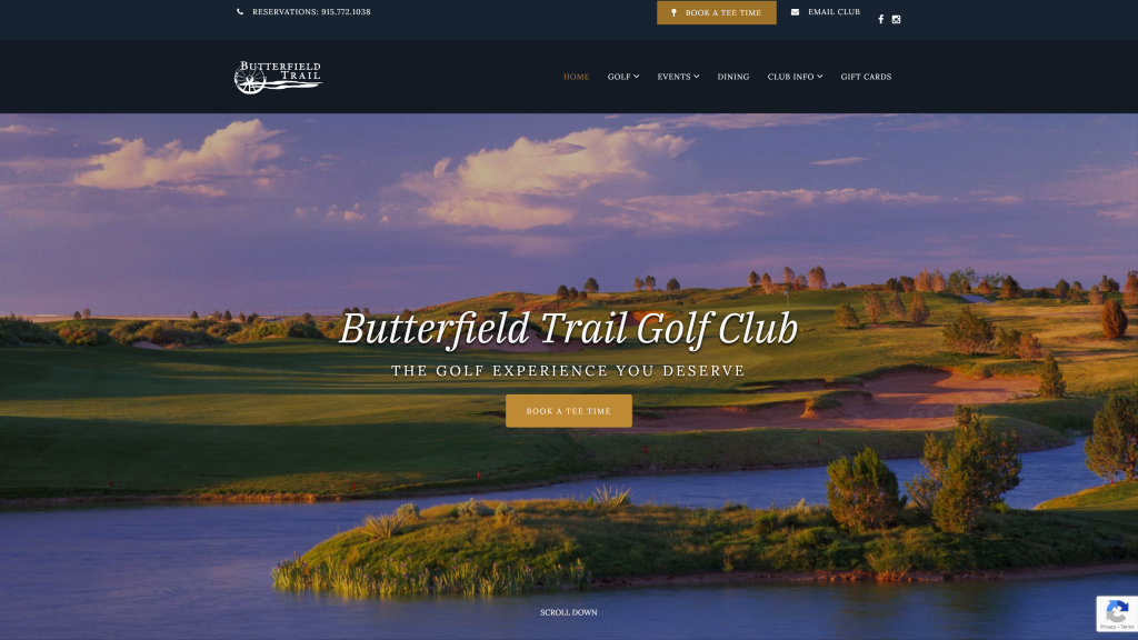 screenshot of the Butterfield Trail (El Paso) homepage