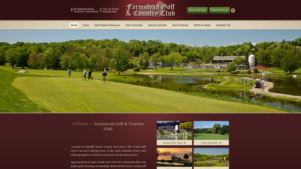 screenshot of the Farmstead Golf & Country Club Best Public Golf Courses In New Jersey homepage