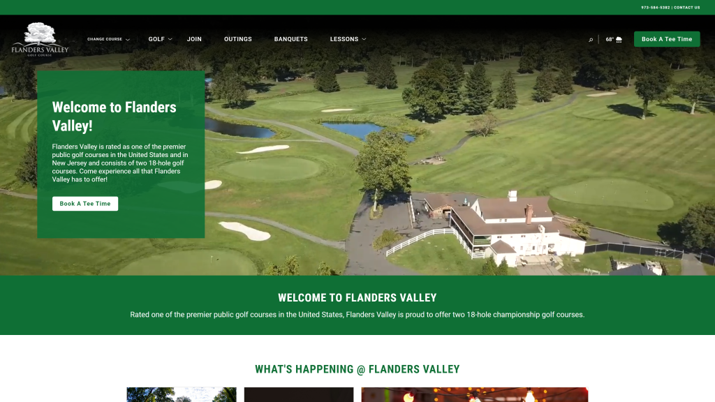 screenshot of the Flanders Valley Golf Club: Red/Gold homepage