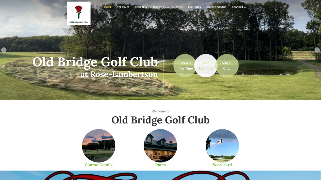 screenshot of the Old Bridge Golf Club Best Public Golf Courses In New Jersey homepage