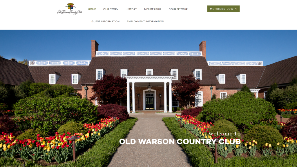 screenshot of the Old Warson Country Club nicest golf course in missouri homepage