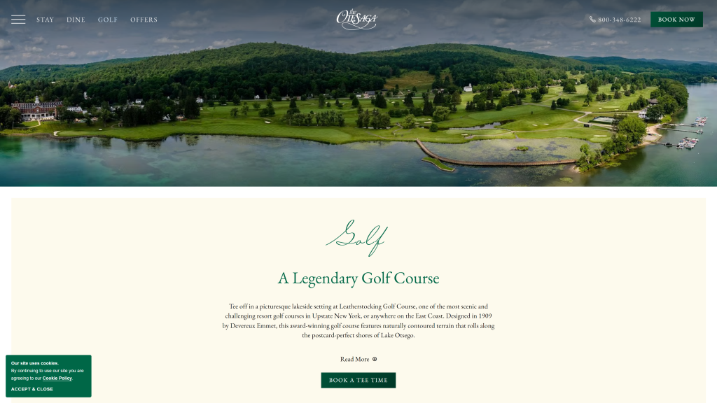 screenshot of the Leatherstocking Golf Course best public golf courses in new york homepage