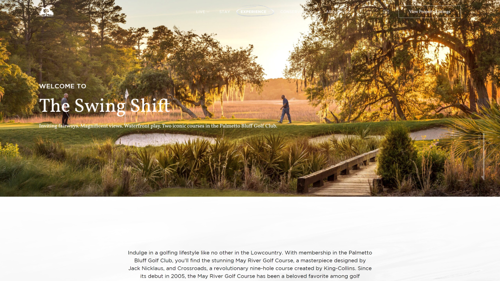 screenshot of the May River Golf Club at Palmetto Bluff best public golf courses in south carolina homepage 