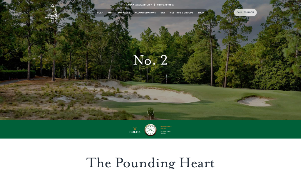 screenshot of the Pinehurst No. 2 best golf course in north carolina homepage