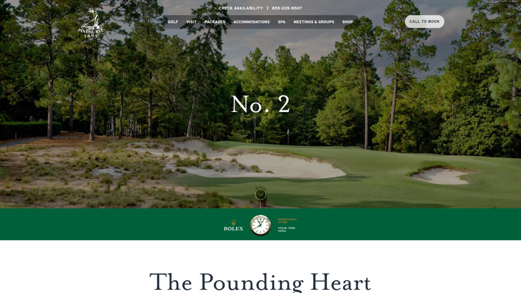 screenshot of the Pinehurst No. 2 Course top public golf courses in usa homepage