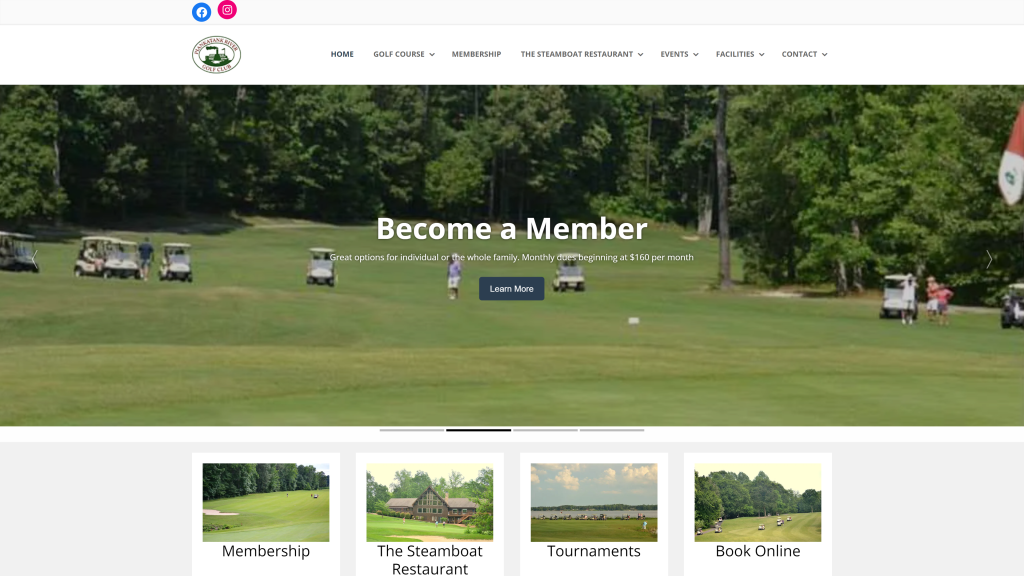 screenshot of the Piankatank River Golf Club homepage