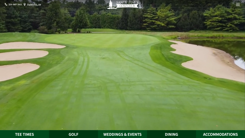 screenshot of the Sandy Pines Golf Course best public golf courses in indiana homepage